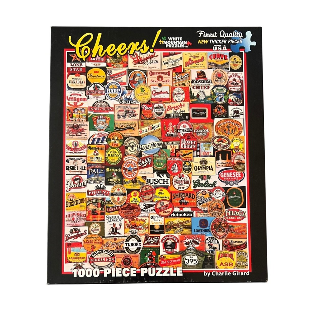 White Mountain Puzzles Cheers 1000 Piece Beer Label Collage Jigsaw Puzzle 861S